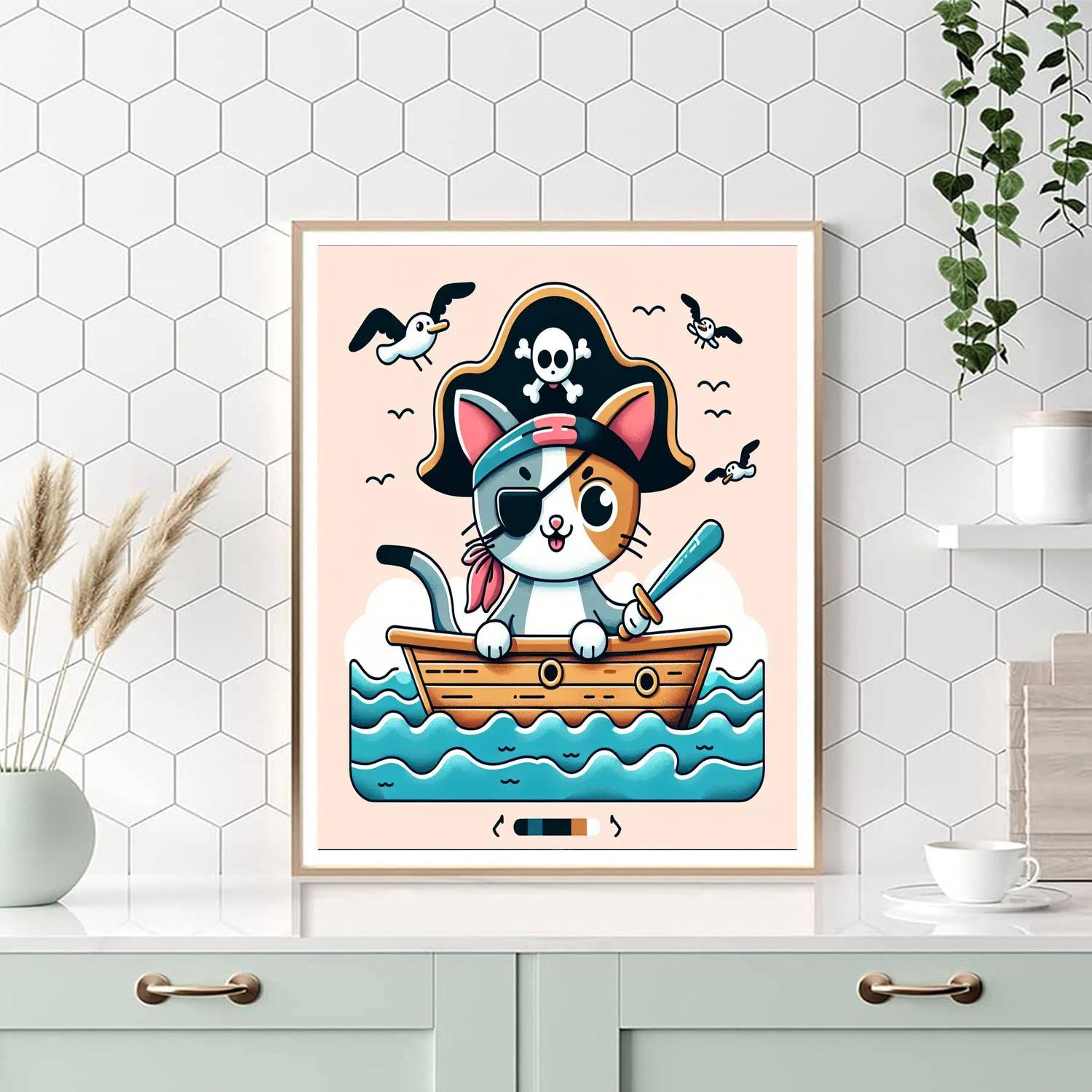 Daring Pirate Cat Adventure Painting Number Kit
