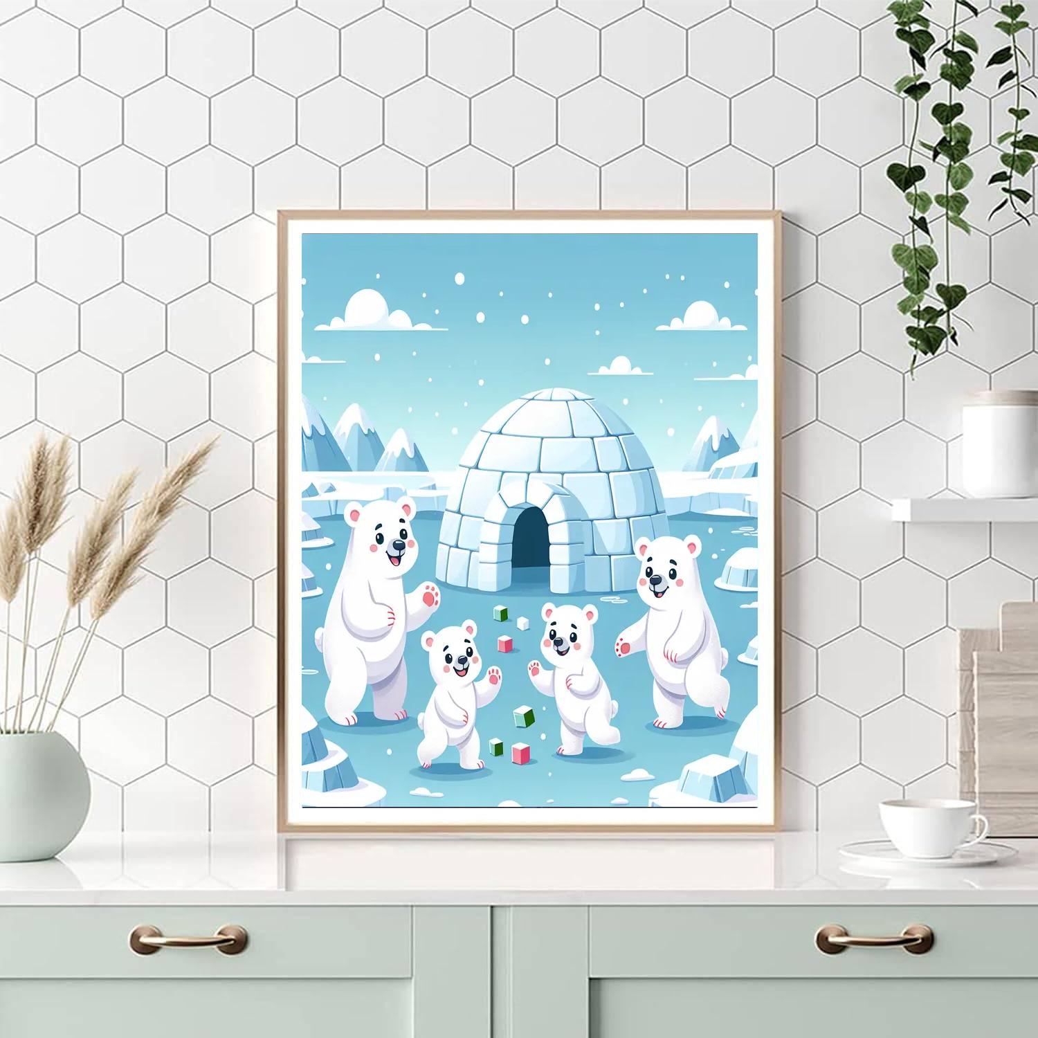 Polar Bear Igloo Adventure DIY Paint By Numbers