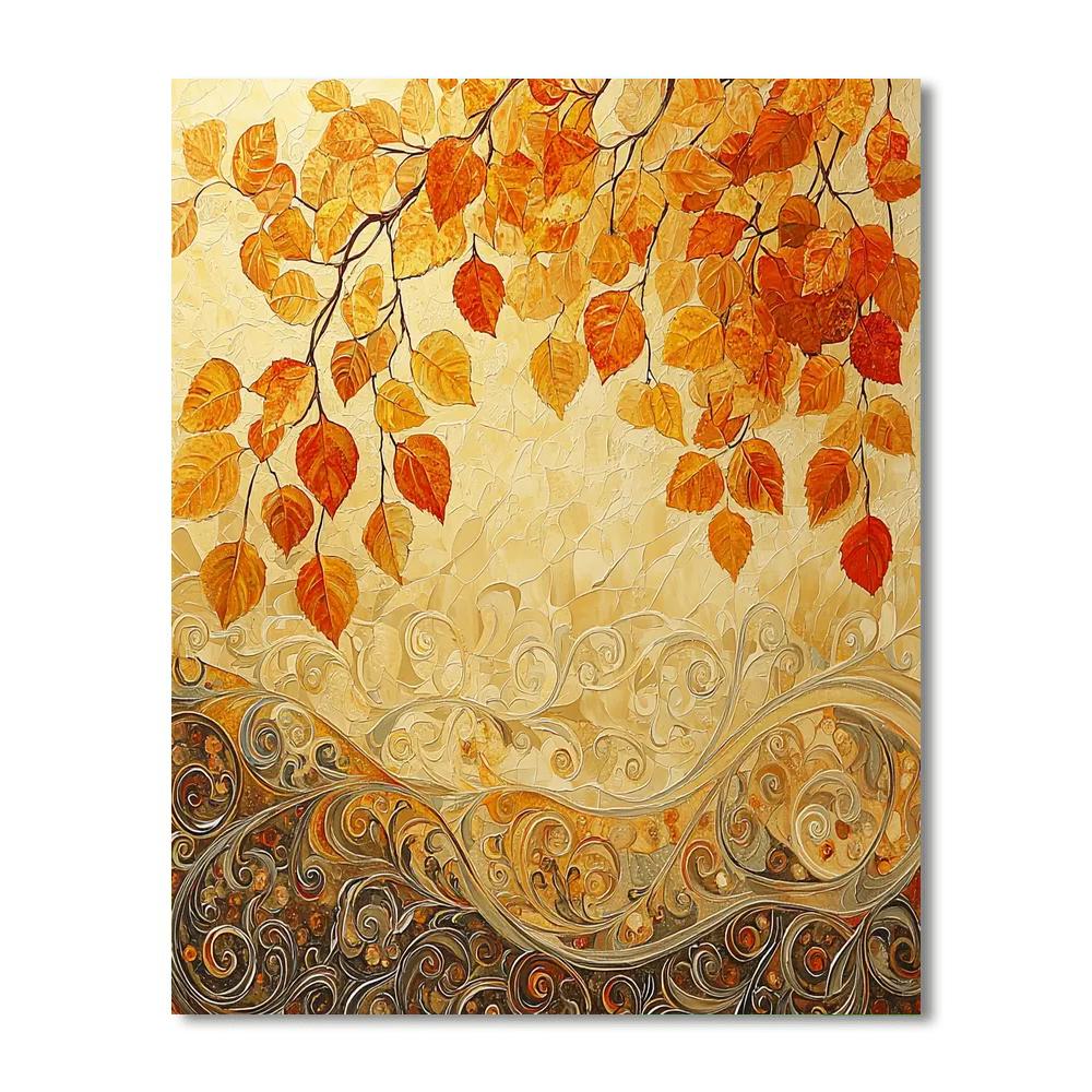 Gustav Klimt Inspired Ethereal Autumn Foliage  Painting Number Kit