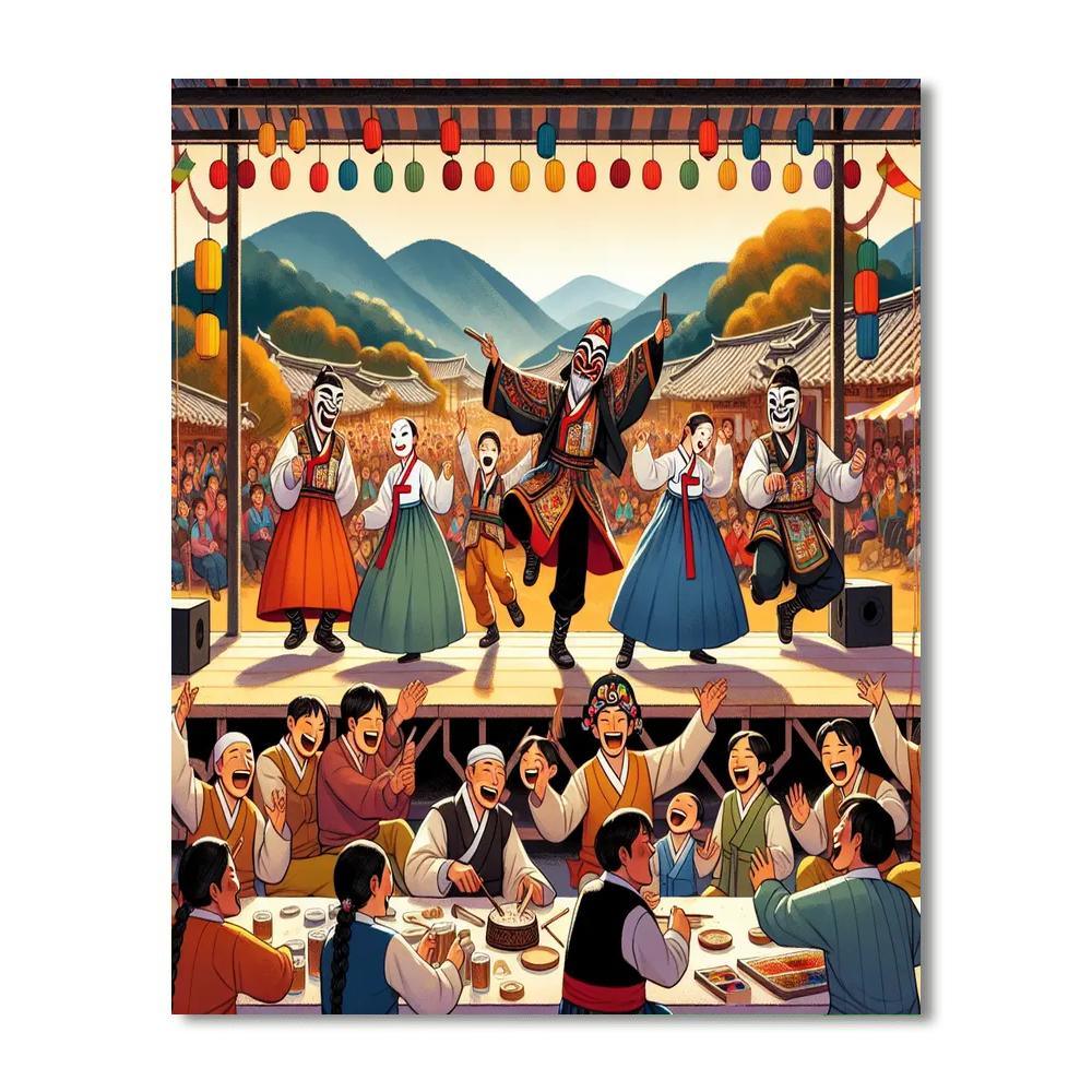 Andong Mask Dance Festival - South Korea Paint By Color