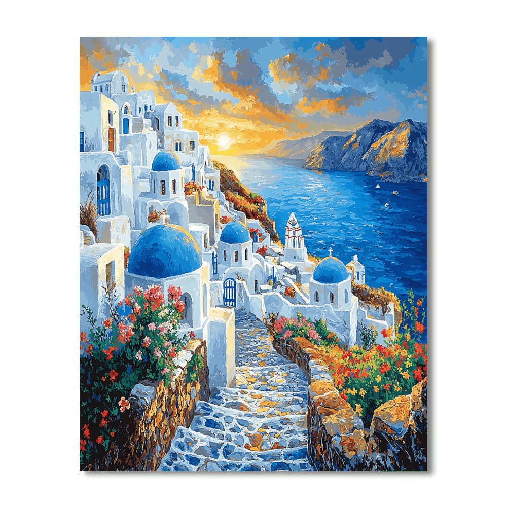 Santorini Caldera - Santorini, Greece Numbered Painting Kits