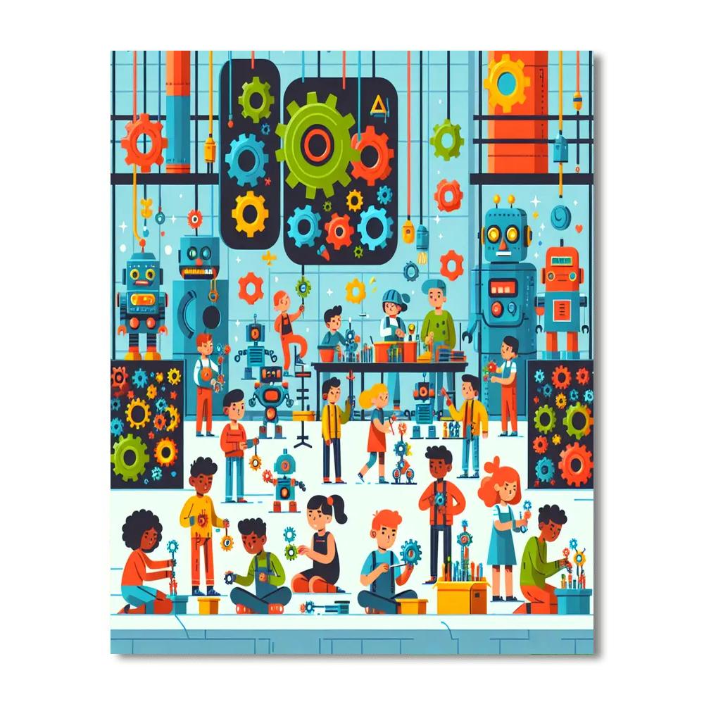 Robot Factory Adventure Painting Number Kit