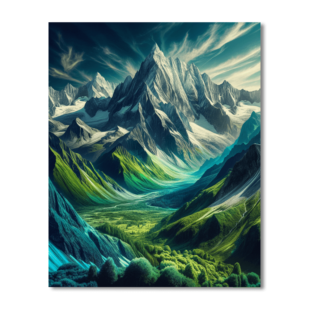 Dynamic Mountain Range Number Painting