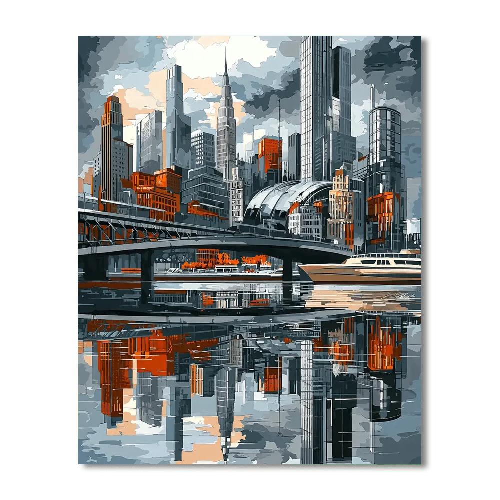 Charles Demuth Inspired Modern Industrial Skyline  Paint By Numbers