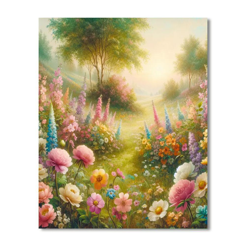 Vintage Flower Meadow Numbered Painting Kits