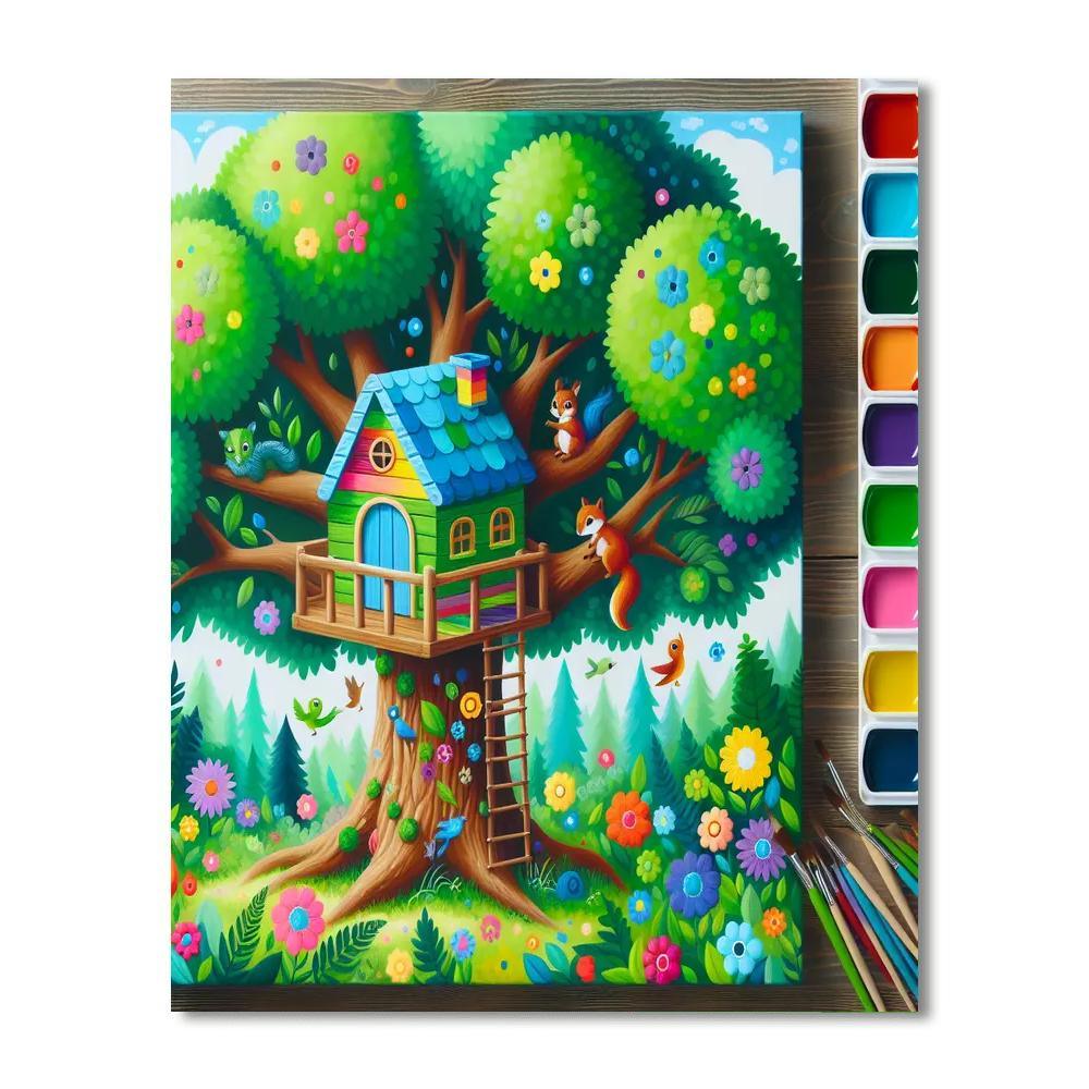 Whimsical Treehouse Escape Painting By Numbers Kit