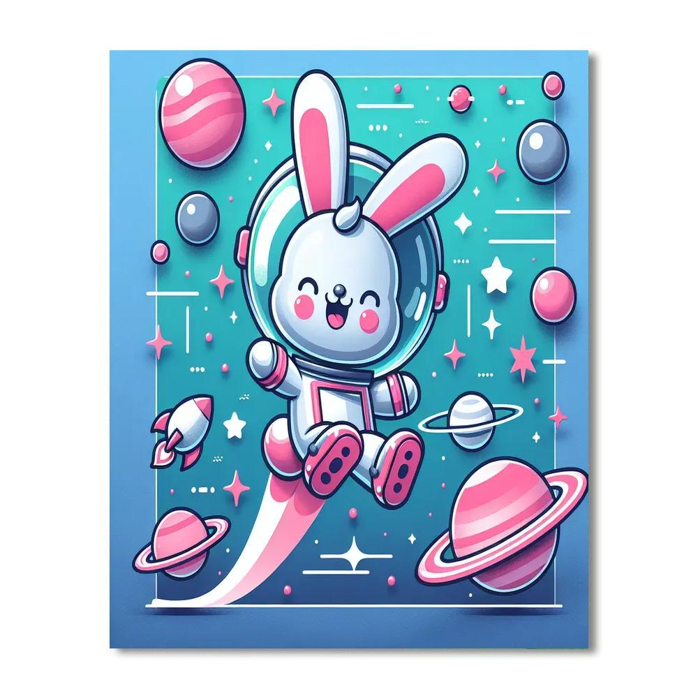 Bouncy Space Bunny DIY Paint By Numbers