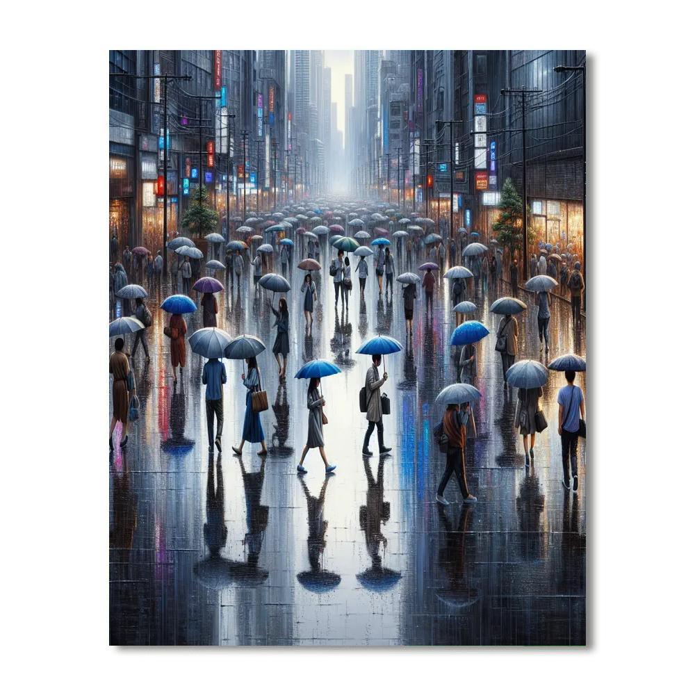 Urban Rainy Day Painting Number Kit