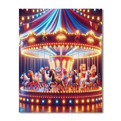 Charming Circus Carousel Paint By Numbers Art