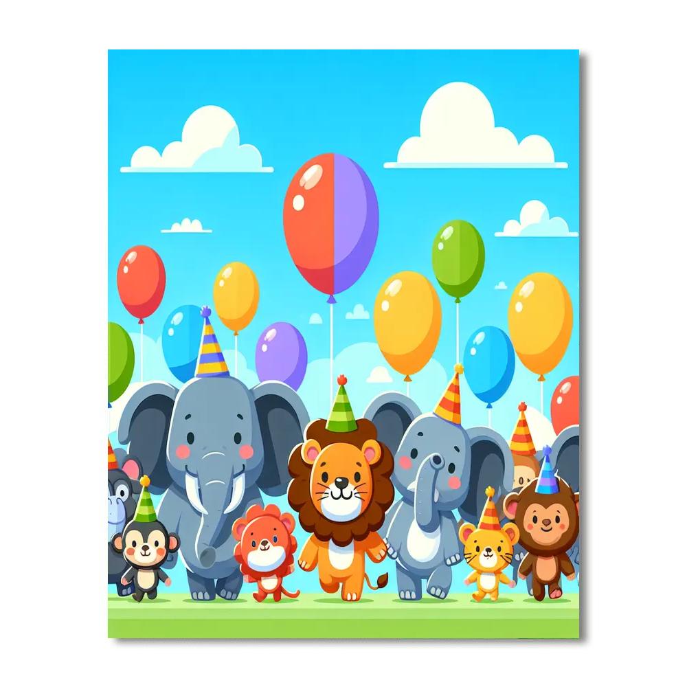 Lively Parade Of Animals Paint By Numbers Art