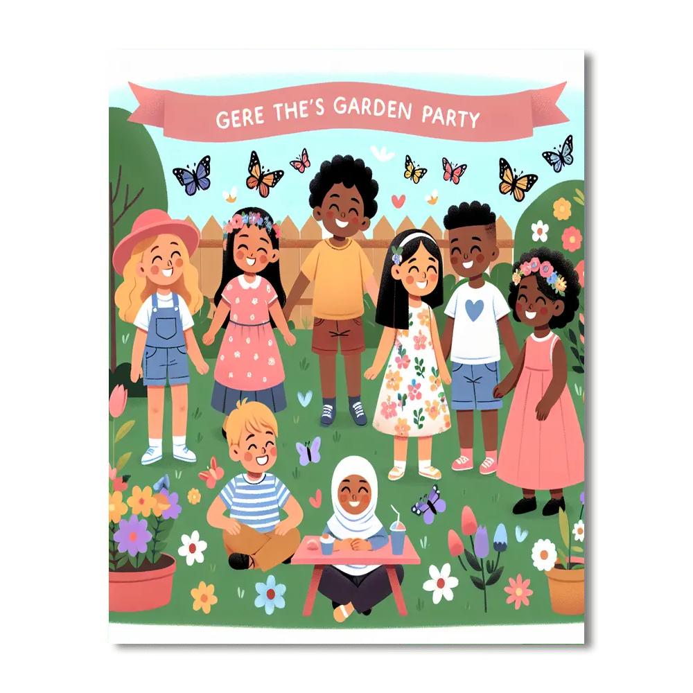 Garden Party With Butterflies Number Painting