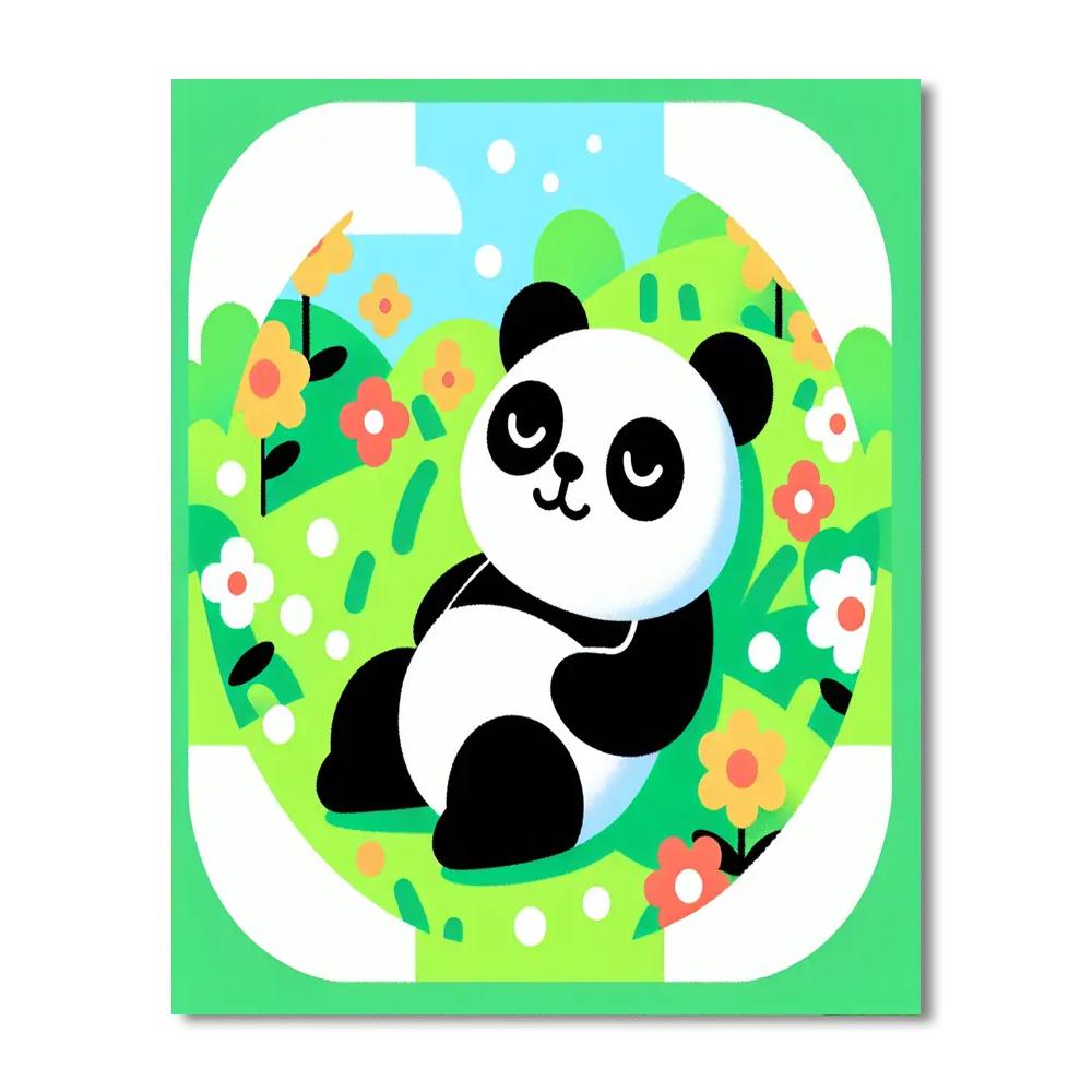 Panda's Peaceful Meadow Paint By Numbers Art