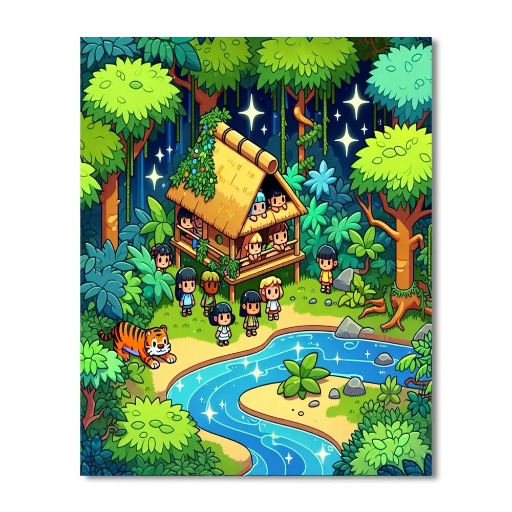 Secret Jungle Hideout Paint By Numbers Art