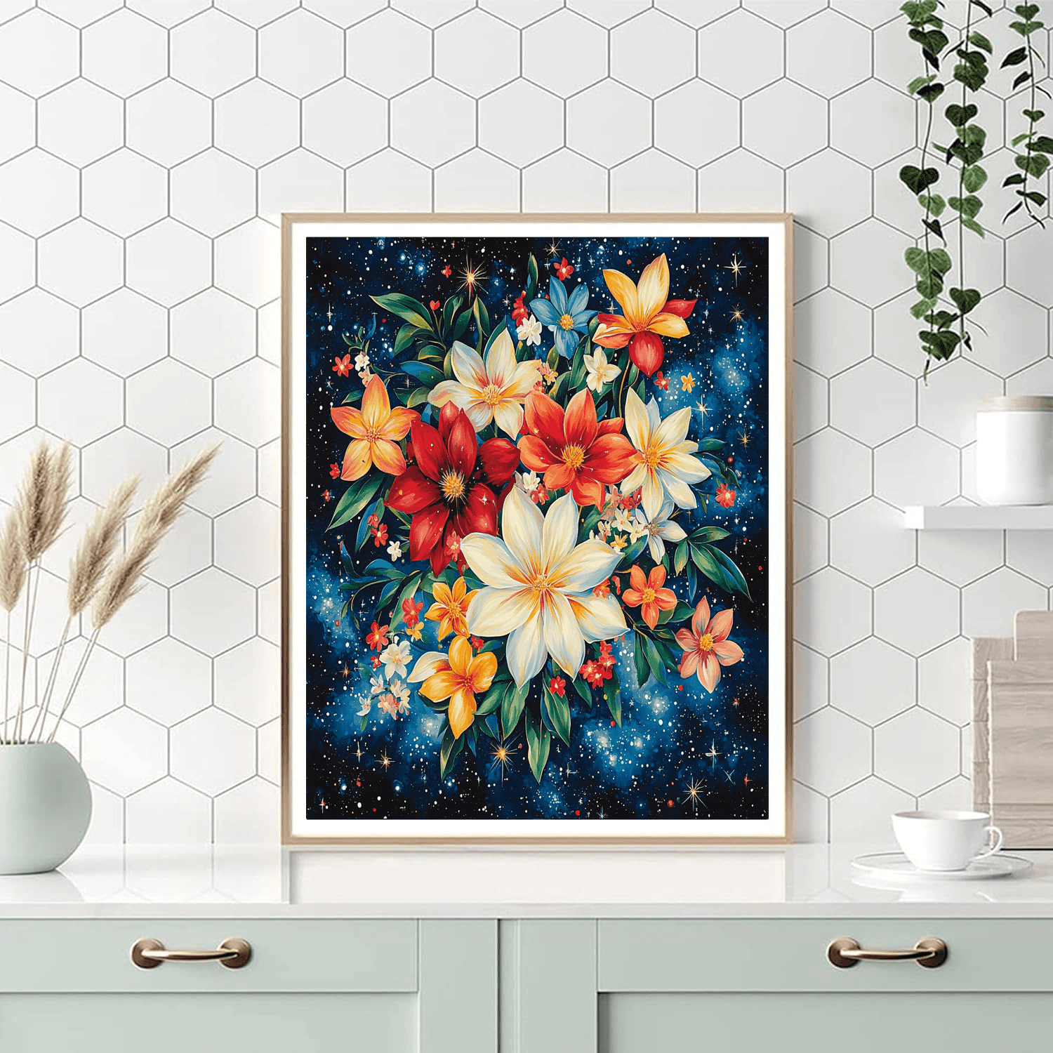 Georgia O'Keeffe Inspired Galactic Floral Symphony  Paint By Numbers
