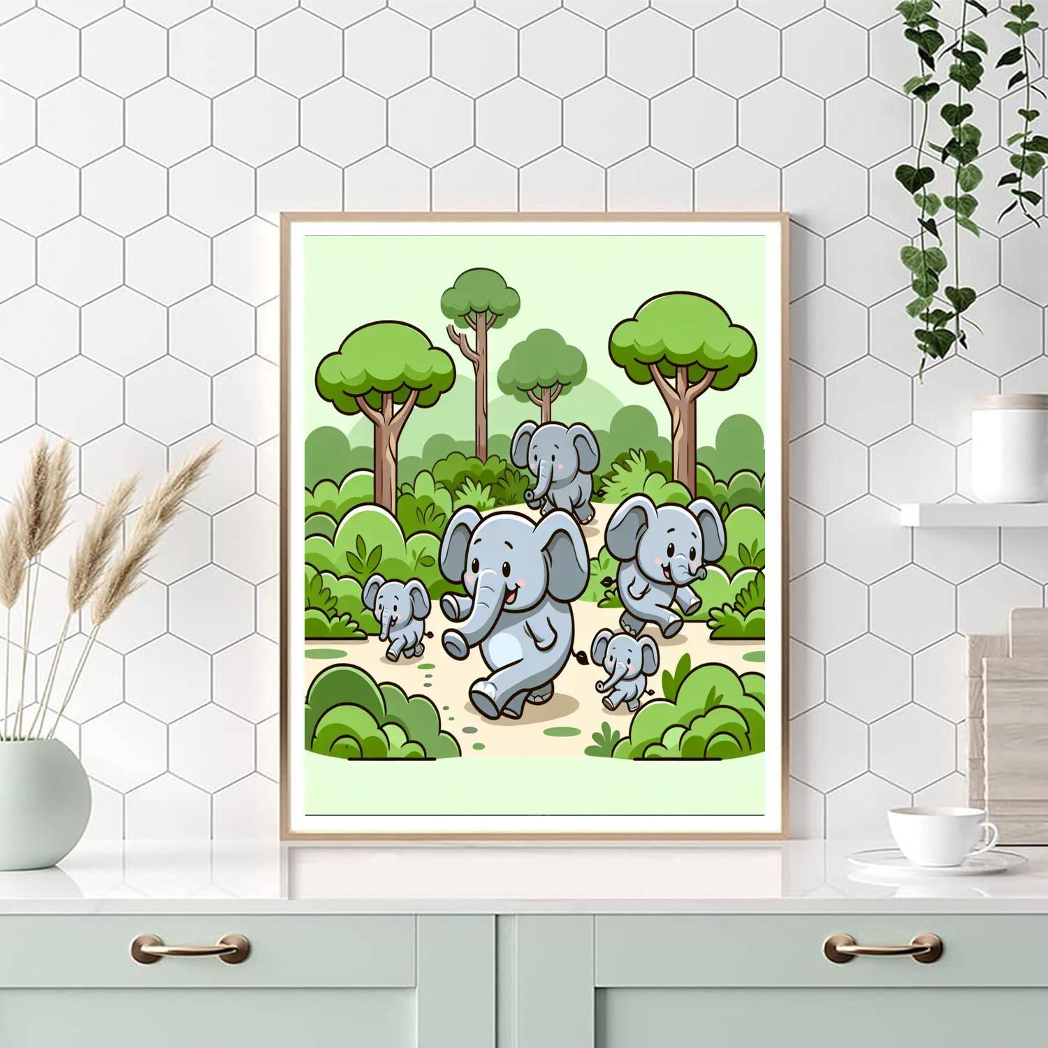 Energetic Elephants Paint By Numbers Art
