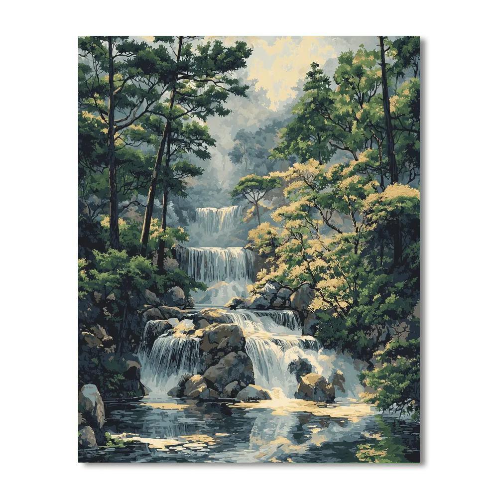 Shitao Inspired Elegant Waterfall Tranquility  Paint By Numbers