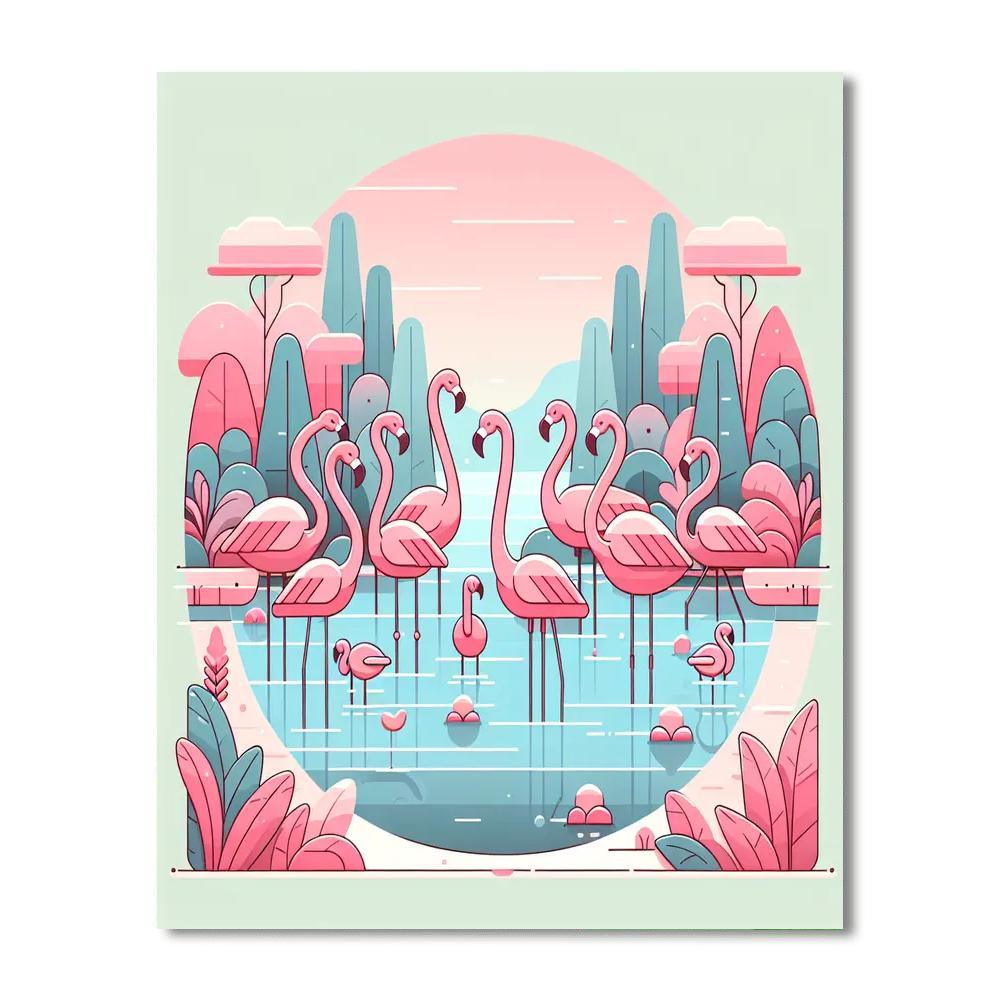 Friendly Flamingo Fiesta Number Painting