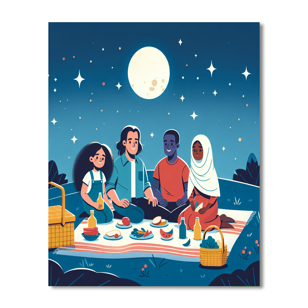 Dreamy Moonlit Picnic Paint By Color