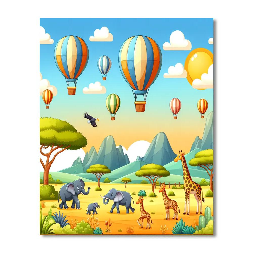 Balloon Safari Over Savannah Paint By Numbers Art