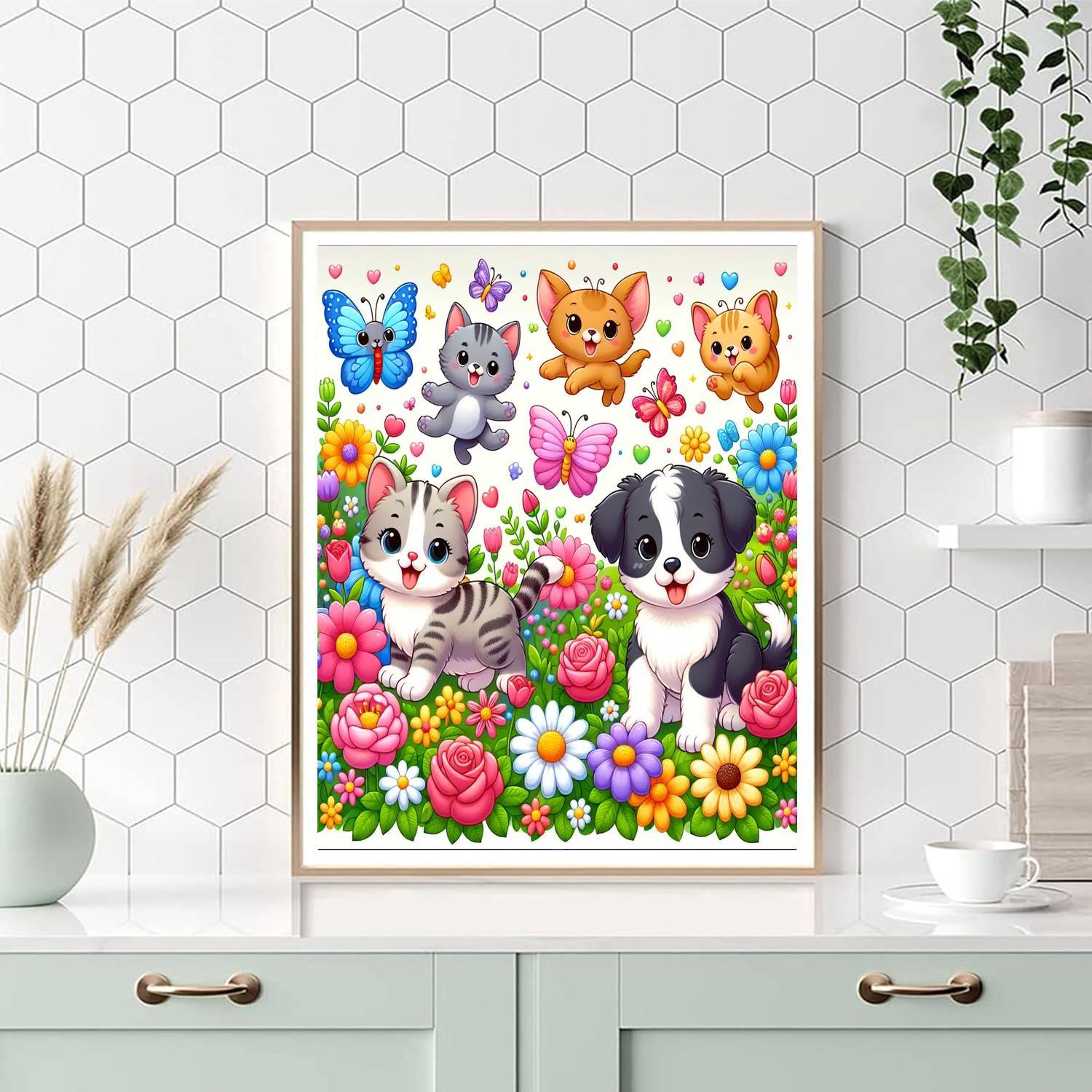 Playful Kittens And Puppies DIY Paint By Numbers