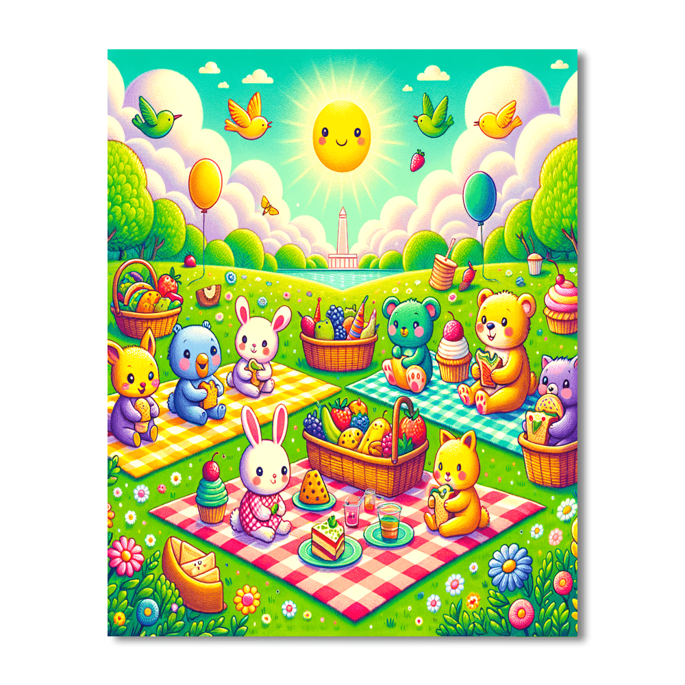 Charming Animal Picnic DIY Paint By Numbers