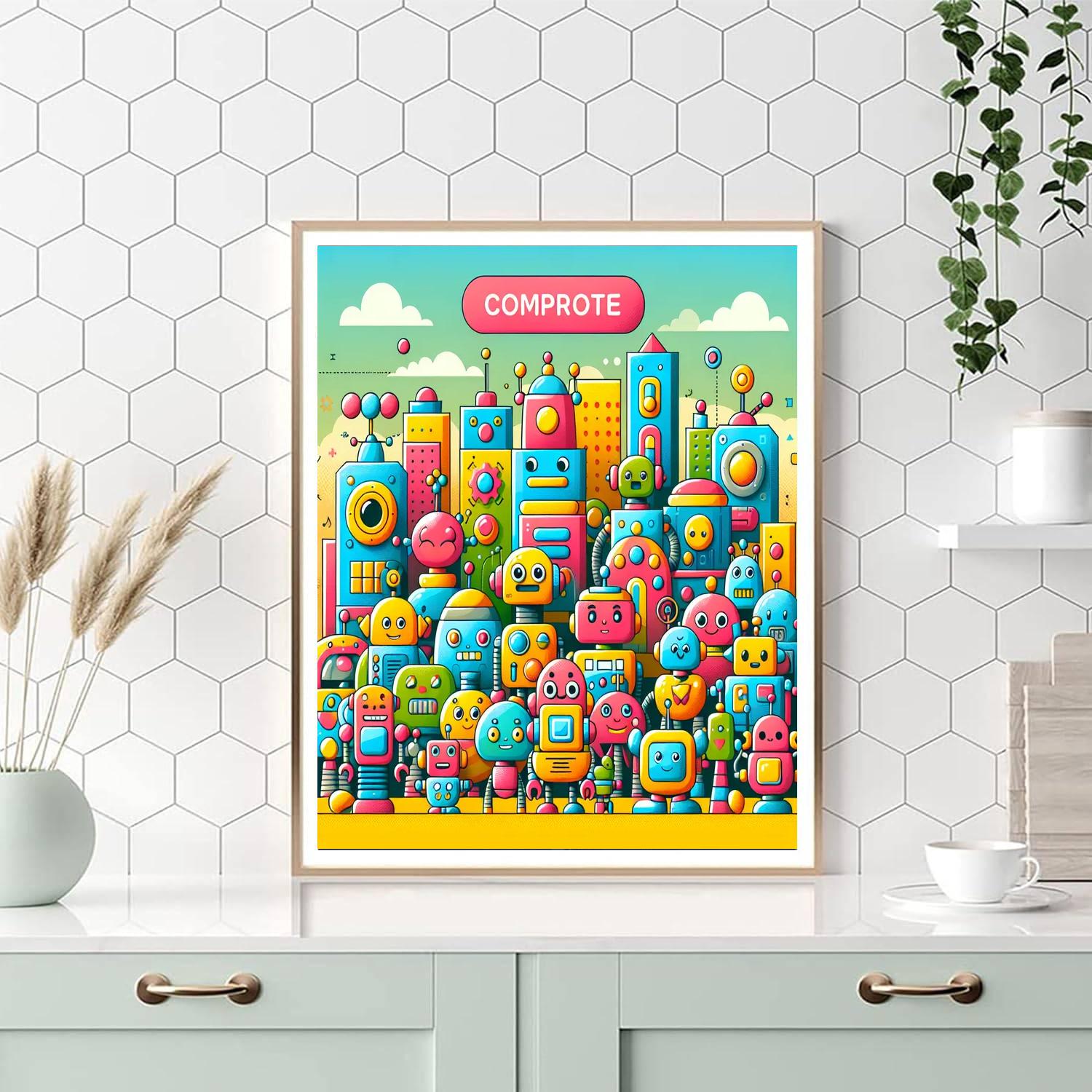 Robot Exploration City Paint By Numbers