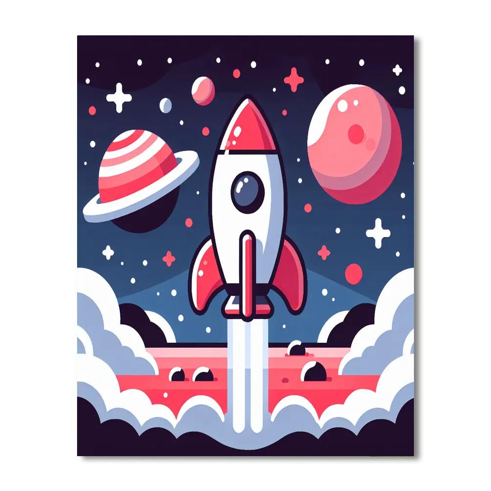 Cosmic Rocket Voyage Paint By Numbers Art