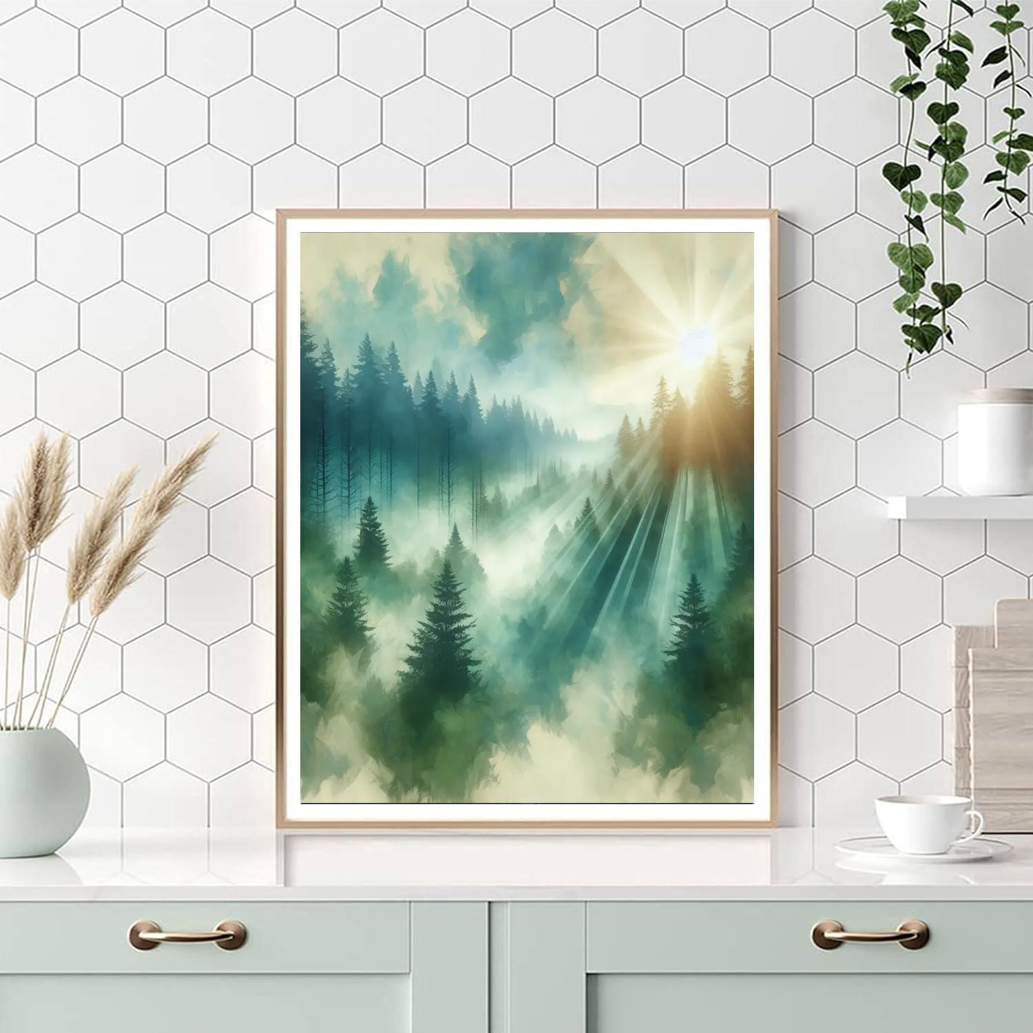 Misty Forest Morning Painting By Numbers Kit
