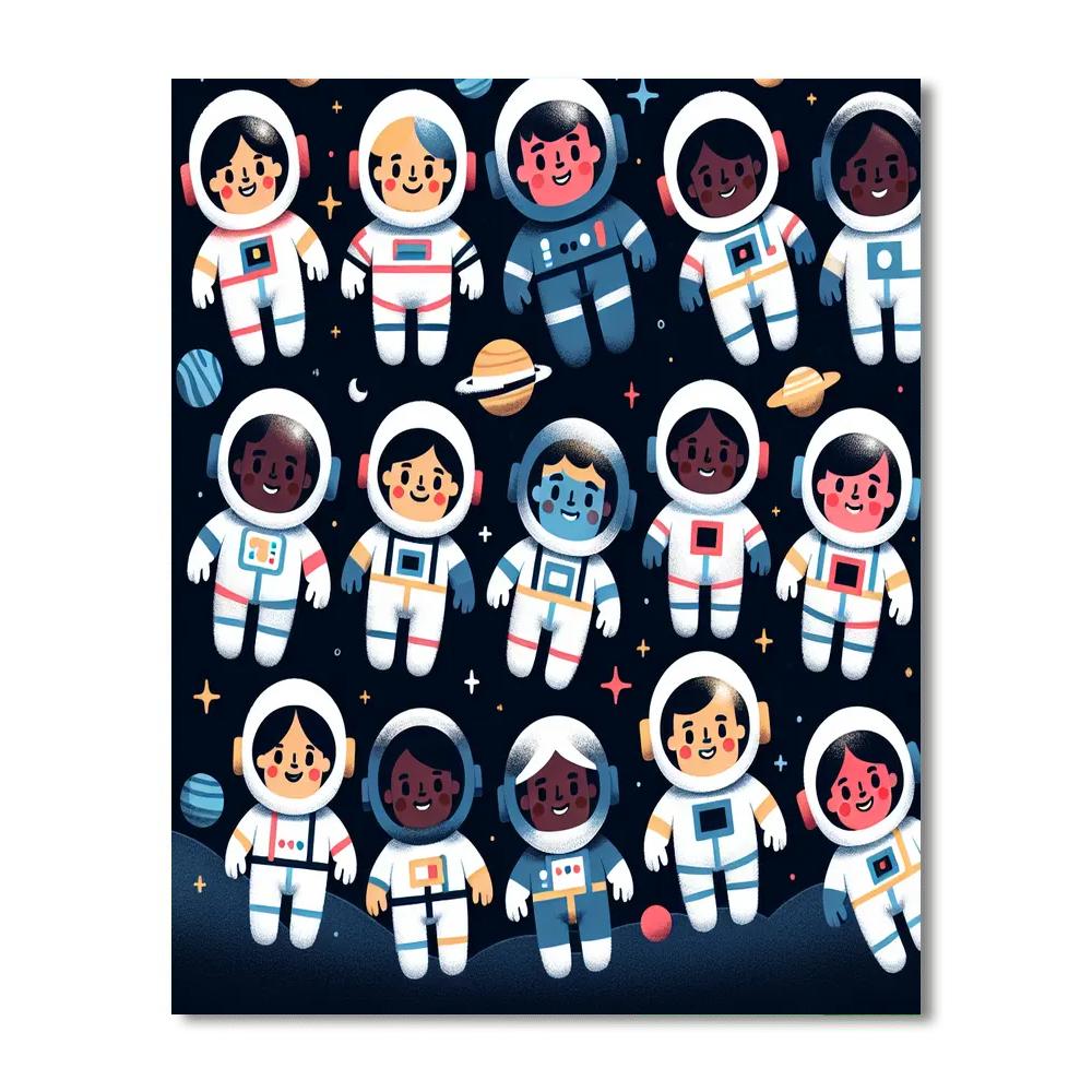 Astronauts' Cosmic Adventure Painting Number Kit