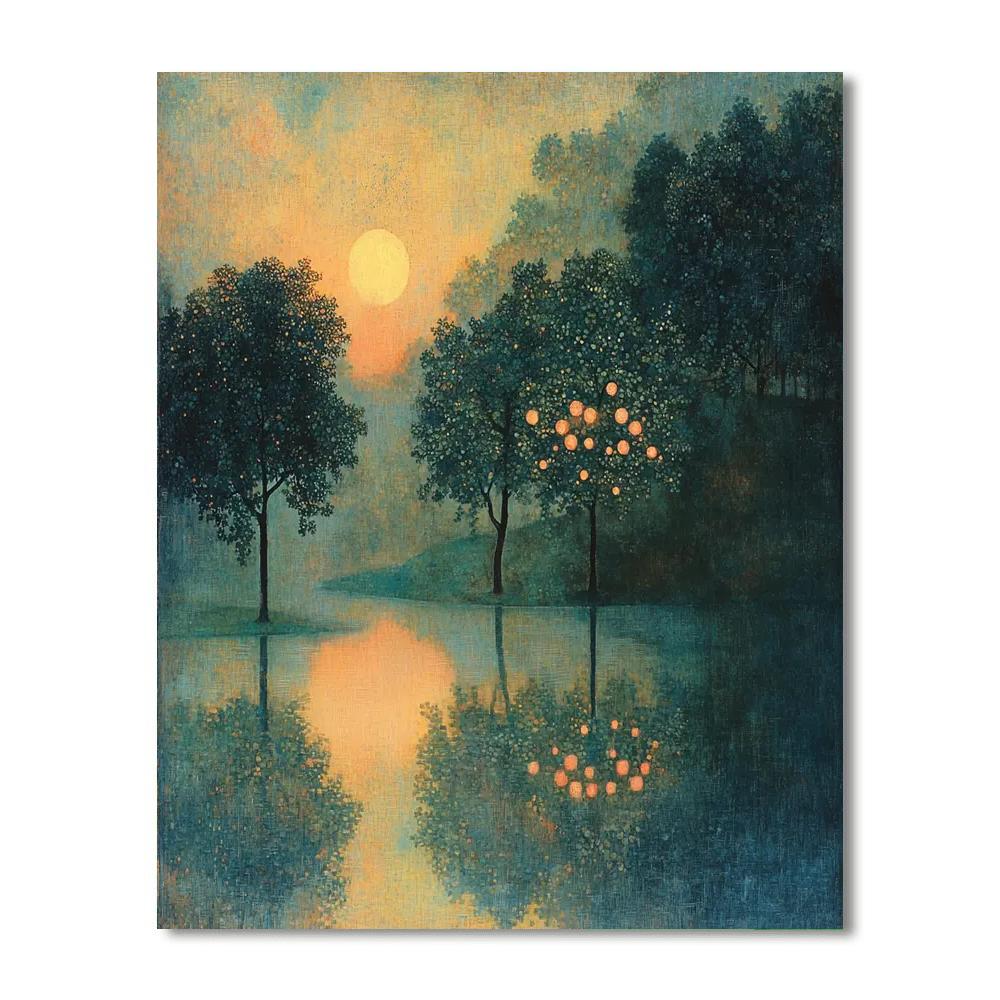 Odilon Redon Inspired Enchanted Twilight Orchard  Number Painting