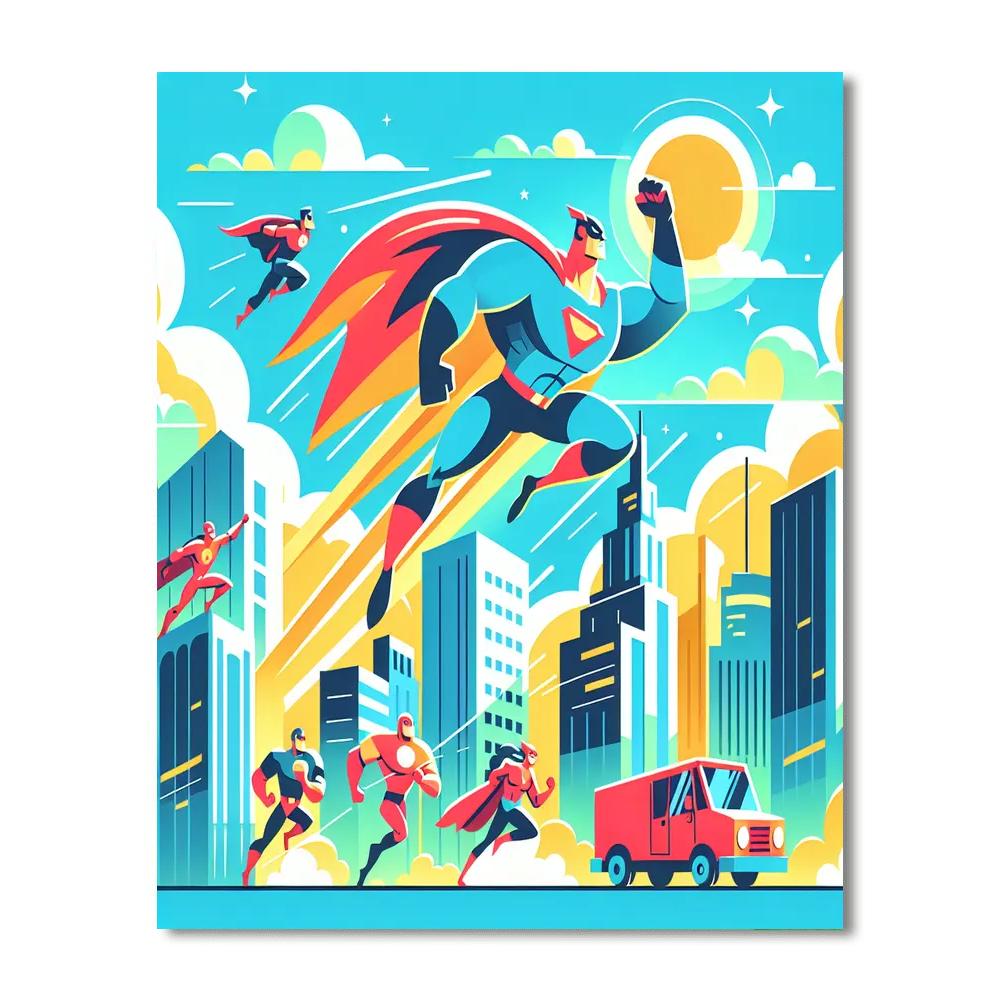 Superhero City Adventures Paint By Numbers Art
