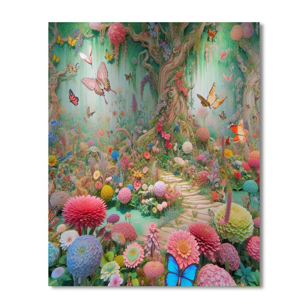 Blooming Butterfly Sanctuary Painting By Numbers Kit