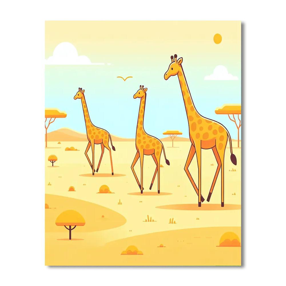 Gentle Giraffe Journey Paint By Numbers Art