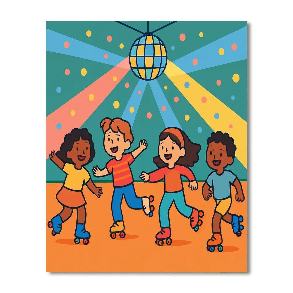 Energetic Roller Skating Fun Numbered Painting Kits