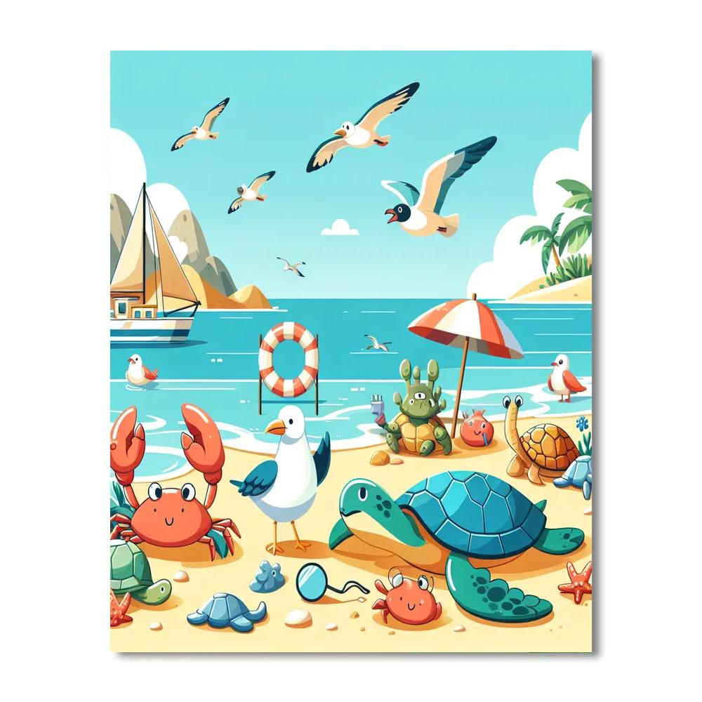 Splendid Seaside Safari Painting Number Kit
