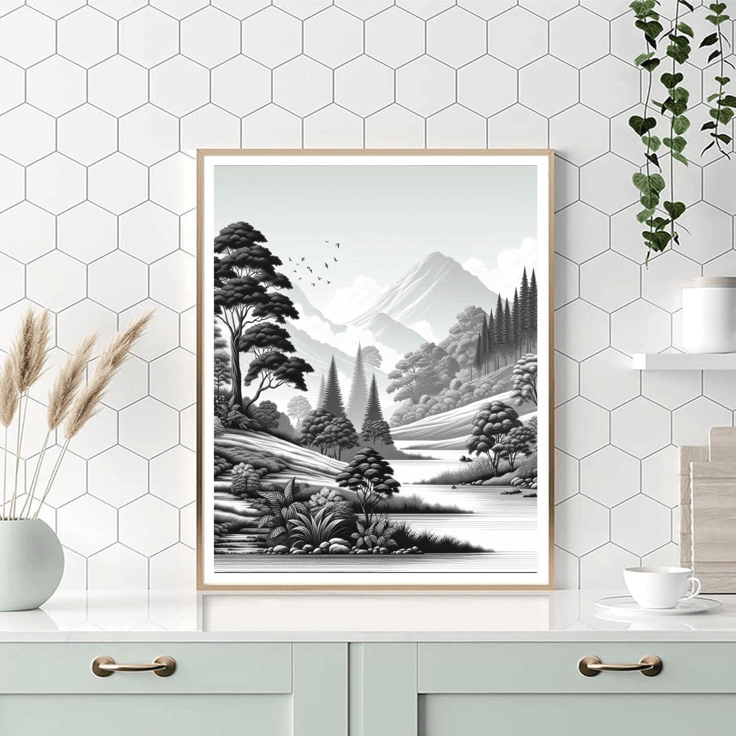 Sophisticated Monochrome Landscape Paint By Number