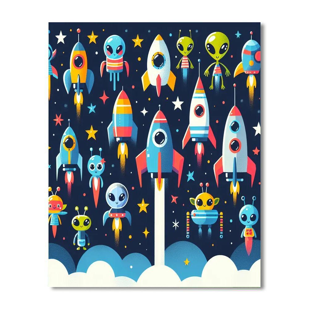Joyful Space Parade Paint By Numbers Art