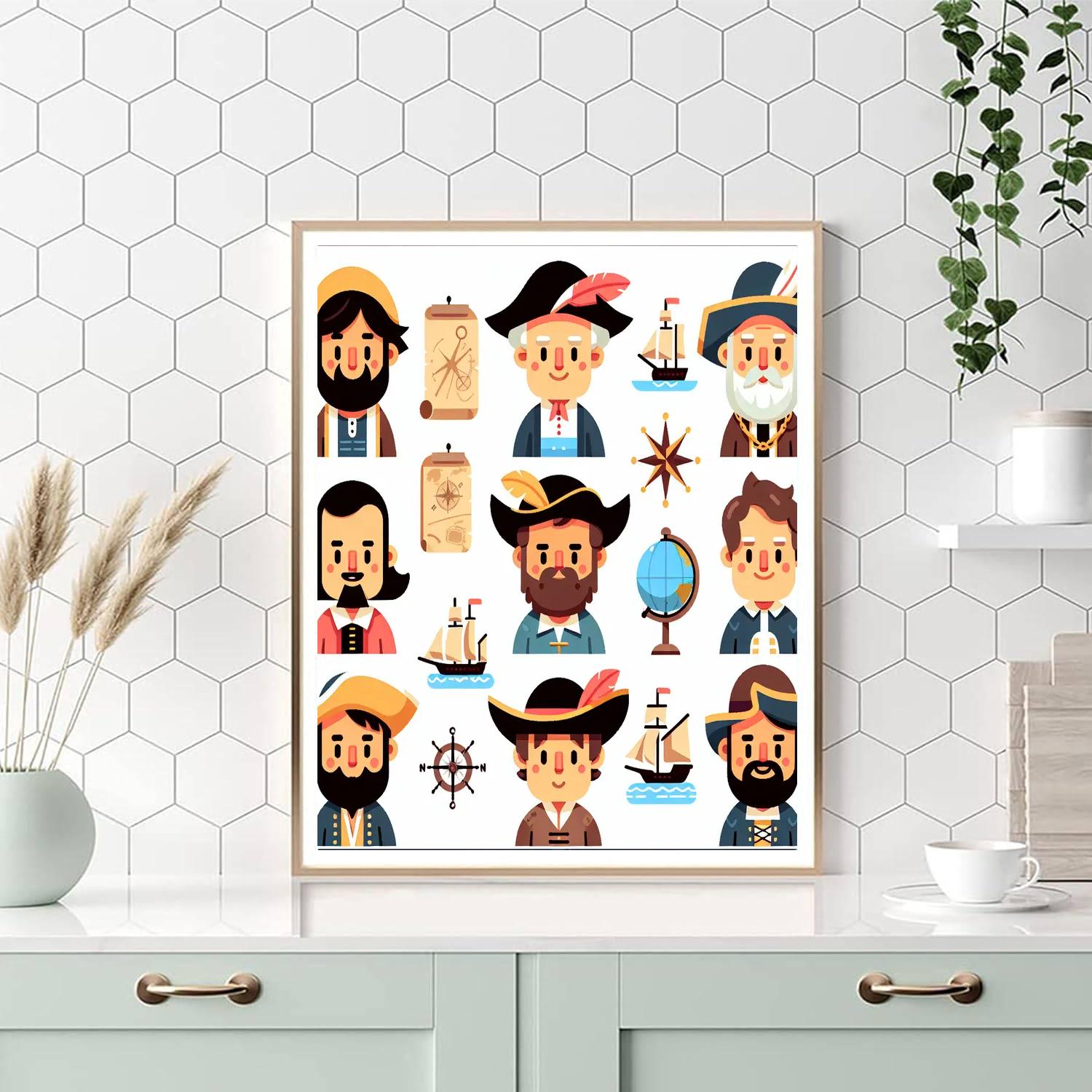 Historical Explorers Number Painting