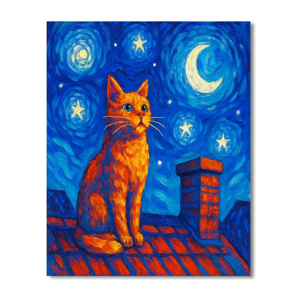 Cat's Mystical Night Numbered Painting Kits