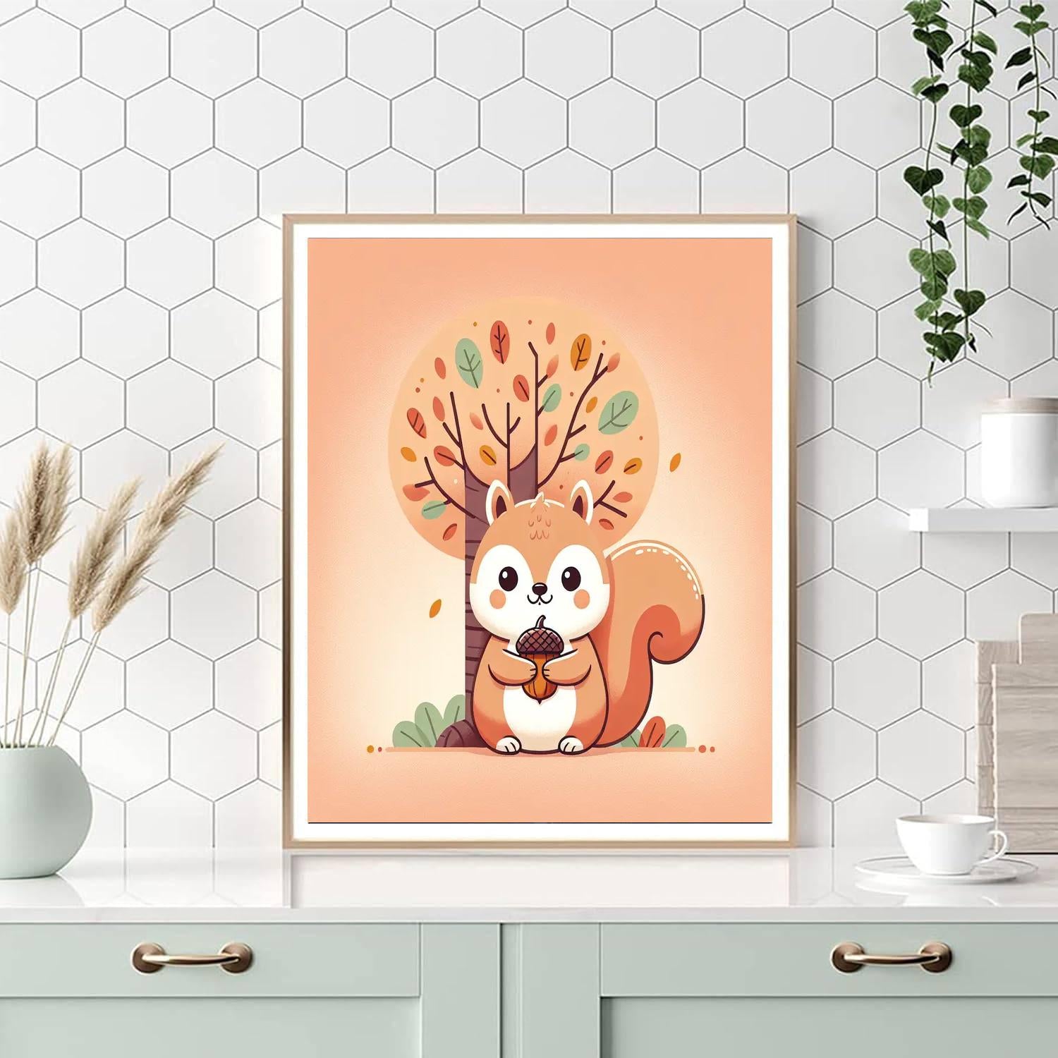 Snuggly Squirrel Paint By Numbers Art