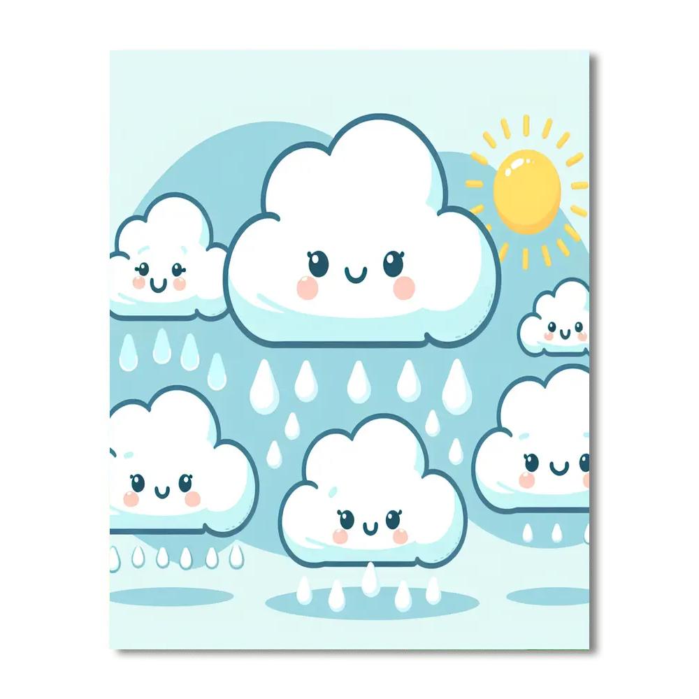 Cute Cloud Family Painting By Numbers Kit