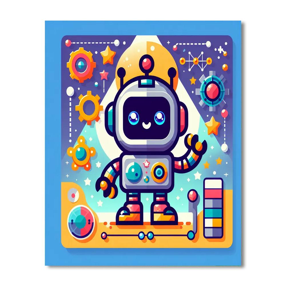 Charming Robot Buddy Numbered Painting Kits