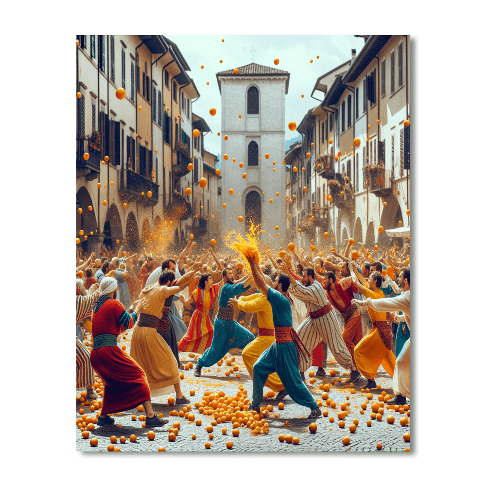 Battle Of The Oranges - Ivrea Painting By Numbers Kit