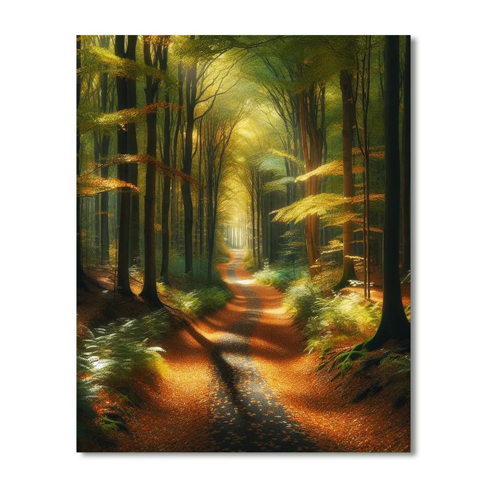 Golden Woodland Path Number Painting