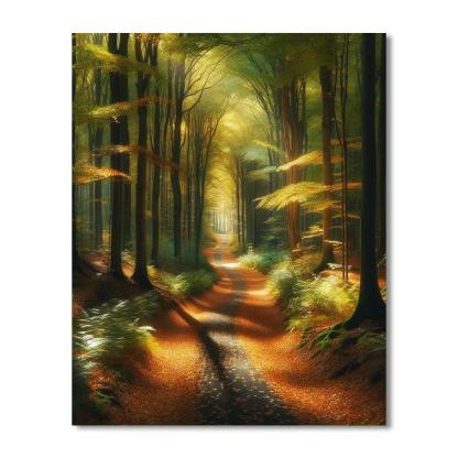 Golden Woodland Path Number Painting