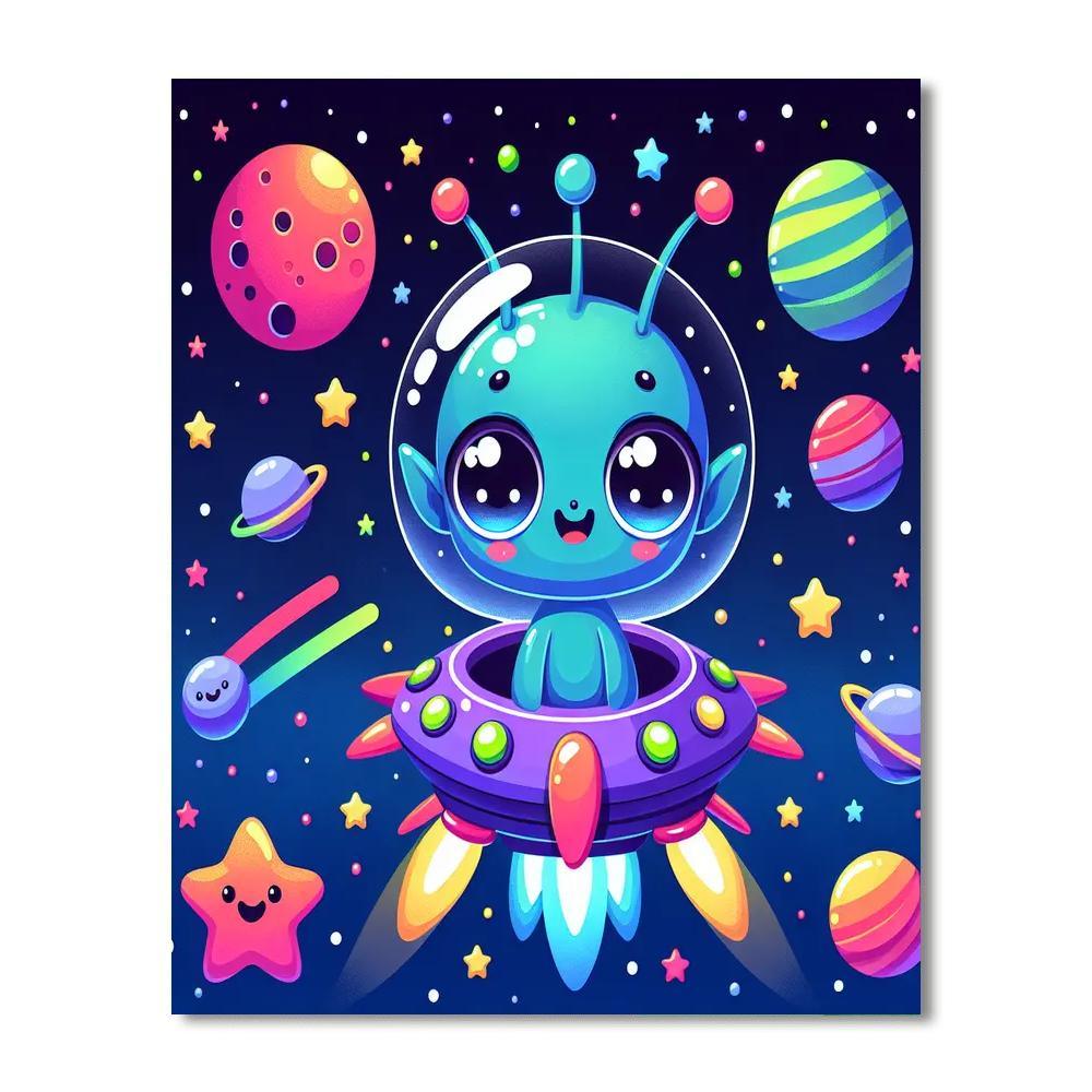 Exploring Space With Aliens Paint By Number