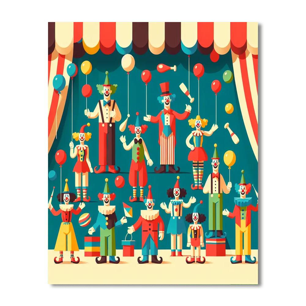 Festive Clown Circus Painting Number Kit