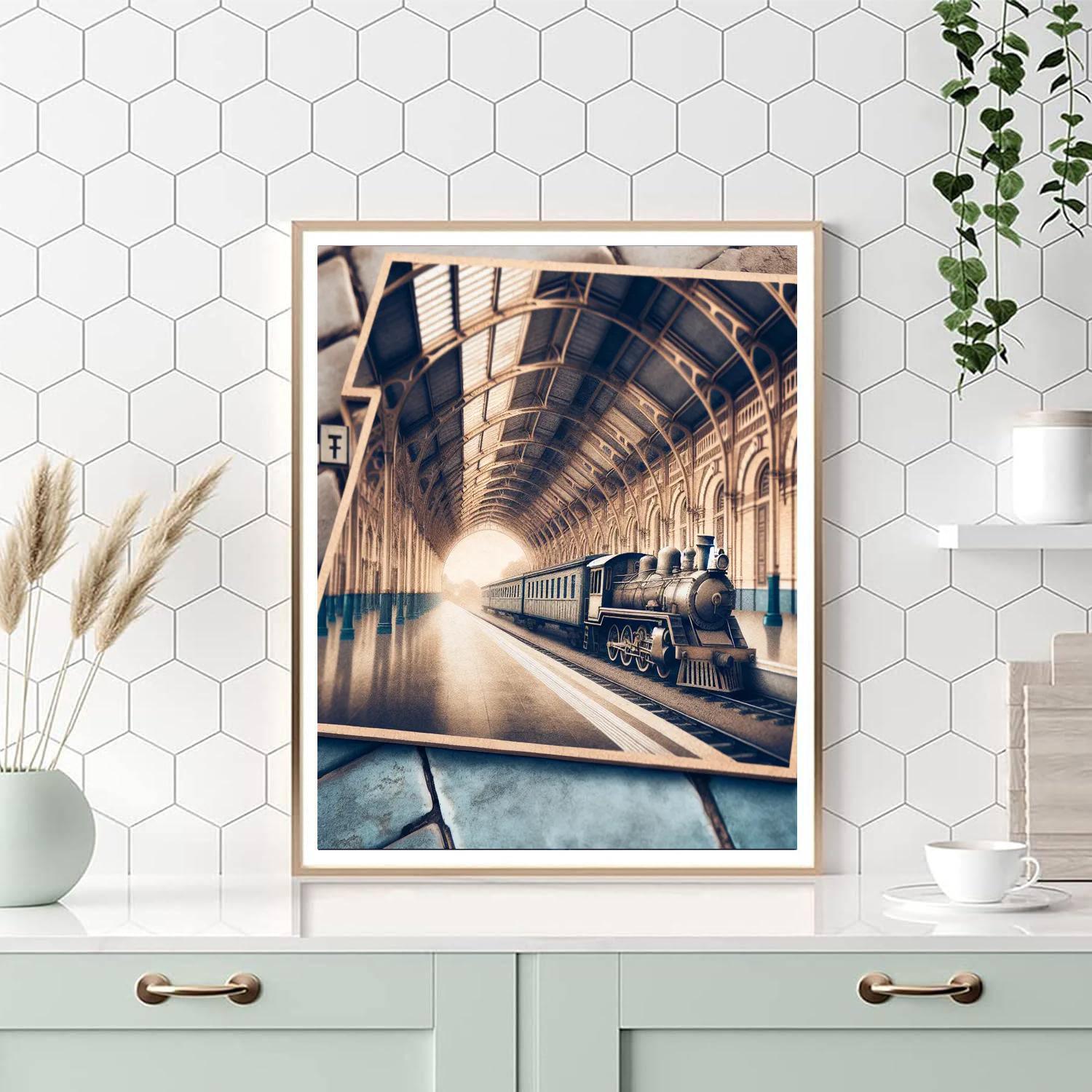 Vintage Railway Station DIY Paint By Numbers