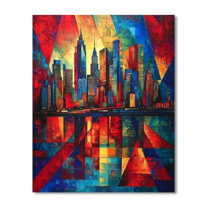 Kandinsky Inspired Ethereal City Skyline  DIY Paint By Numbers