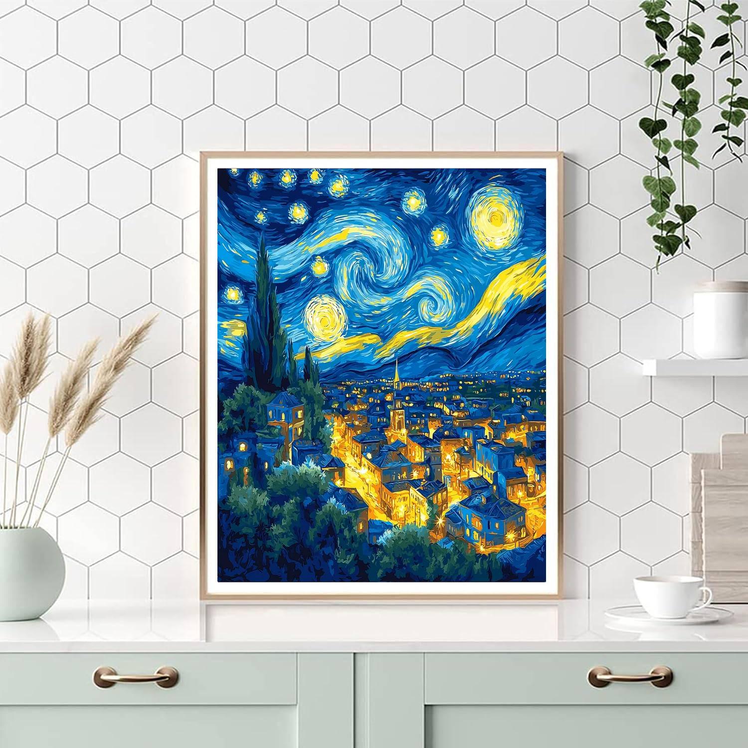 Vincent Van Gogh Inspired Starry Nights In The City  Paint By Numbers Kits
